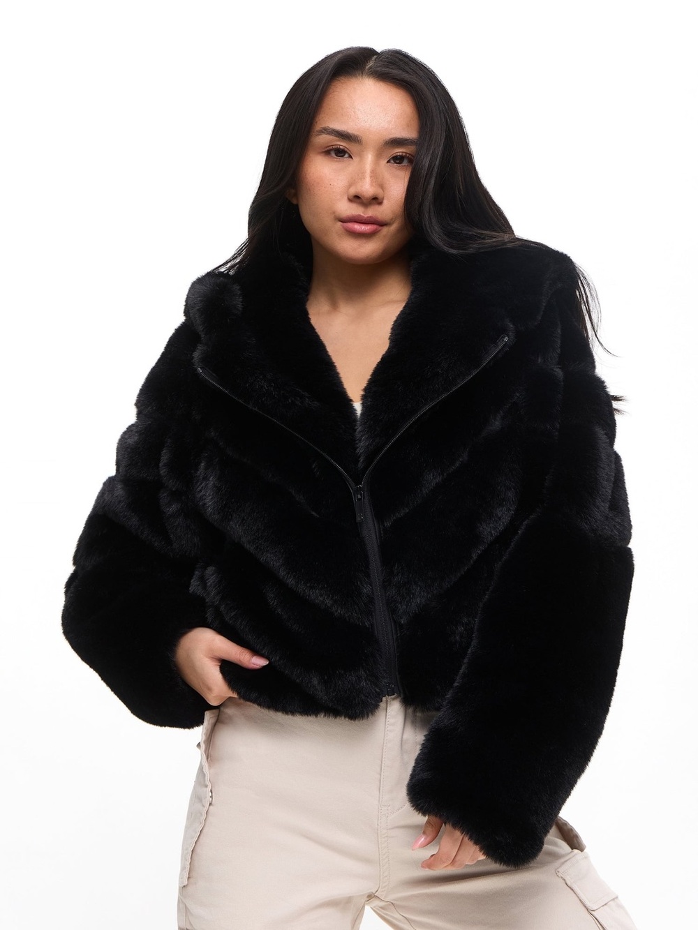 BuffBunny Black Cruella-Free Fur Coat